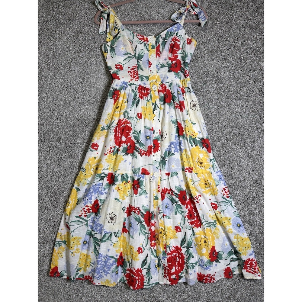 Urban Outfitters Floral Tie Strap Midi Dress Button Front XS